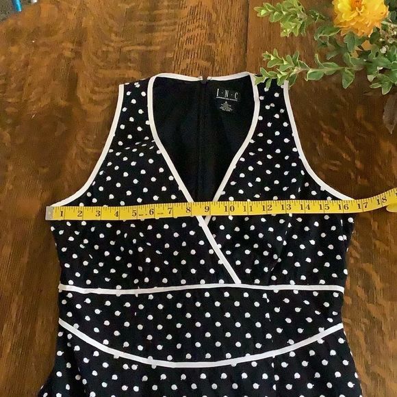 INC black and white polka dot  fit and flare dress - Picture 9 of 12